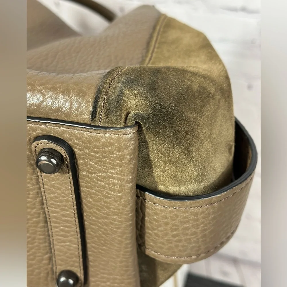 Coach Edie 42 Mixed Leather and Suede Hobo, Fatigue